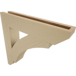Ekena Millwork - BKTUR035X20X20THR06RCPR - Timberthane Faux Wood Thorton Style Bracket, Slat Ends, 3 1/2"W x 20"D x 20"H, Primed Tan