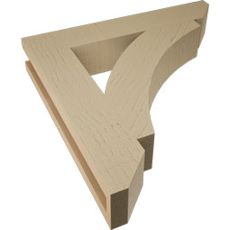 Ekena Millwork - BKTUR035X20X20THR06RCPR - Timberthane Faux Wood Thorton Style Bracket, Slat Ends, 3 1/2"W x 20"D x 20"H, Primed Tan