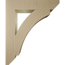 Ekena Millwork - BKTUR035X20X24THR06RCPR - Timberthane Faux Wood Thorton Style Bracket, Slat Ends, 3 1/2"W x 20"D x 24"H, Primed Tan