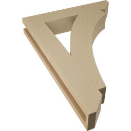 Ekena Millwork - BKTUR035X20X28THR06RCPR - Timberthane Faux Wood Thorton Style Bracket, Slat Ends, 3 1/2"W x 20"D x 28"H, Primed Tan