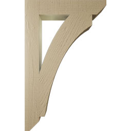 Ekena Millwork - BKTUR035X20X32THR06RCPR - Timberthane Faux Wood Thorton Style Bracket, Slat Ends, 3 1/2"W x 20"D x 32"H, Primed Tan