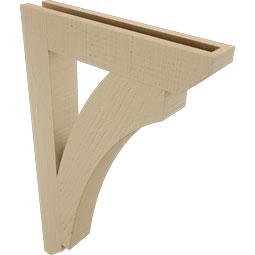 Ekena Millwork - BKTUR035X20X32THR06RCPR - Timberthane Faux Wood Thorton Style Bracket, Slat Ends, 3 1/2"W x 20"D x 32"H, Primed Tan