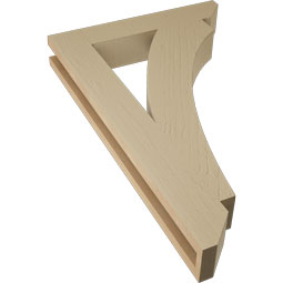 Ekena Millwork - BKTUR035X20X32THR06RCPR - Timberthane Faux Wood Thorton Style Bracket, Slat Ends, 3 1/2"W x 20"D x 32"H, Primed Tan