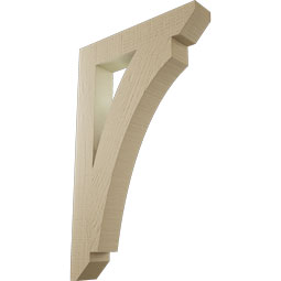 Ekena Millwork - BKTUR035X20X32THR06RCPR - Timberthane Faux Wood Thorton Style Bracket, Slat Ends, 3 1/2"W x 20"D x 32"H, Primed Tan