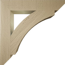 Ekena Millwork - BKTUR035X22X22THR06RCPR - Timberthane Faux Wood Thorton Style Bracket, Slat Ends, 3 1/2"W x 22"D x 22"H, Primed Tan