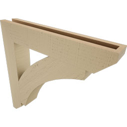 Ekena Millwork - BKTUR035X22X22THR06RCPR - Timberthane Faux Wood Thorton Style Bracket, Slat Ends, 3 1/2"W x 22"D x 22"H, Primed Tan