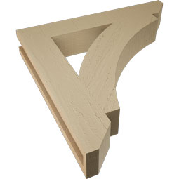 Ekena Millwork - BKTUR035X22X22THR06RCPR - Timberthane Faux Wood Thorton Style Bracket, Slat Ends, 3 1/2"W x 22"D x 22"H, Primed Tan