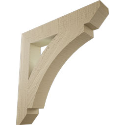 Ekena Millwork - BKTUR035X22X22THR06RCPR - Timberthane Faux Wood Thorton Style Bracket, Slat Ends, 3 1/2"W x 22"D x 22"H, Primed Tan