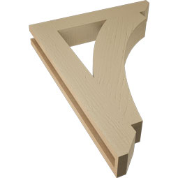 Ekena Millwork - BKTUR035X22X30THR06RCPR - Timberthane Faux Wood Thorton Style Bracket, Slat Ends, 3 1/2"W x 22"D x 30"H, Primed Tan
