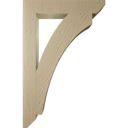 Ekena Millwork - BKTUR035X22X34THR06RCPR - Timberthane Faux Wood Thorton Style Bracket, Slat Ends, 3 1/2"W x 22"D x 34"H, Primed Tan