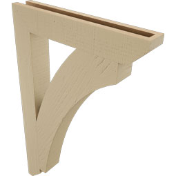 Ekena Millwork - BKTUR035X22X34THR06RCPR - Timberthane Faux Wood Thorton Style Bracket, Slat Ends, 3 1/2"W x 22"D x 34"H, Primed Tan