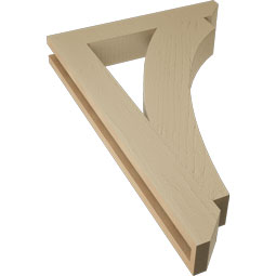 Ekena Millwork - BKTUR035X22X34THR06RCPR - Timberthane Faux Wood Thorton Style Bracket, Slat Ends, 3 1/2"W x 22"D x 34"H, Primed Tan