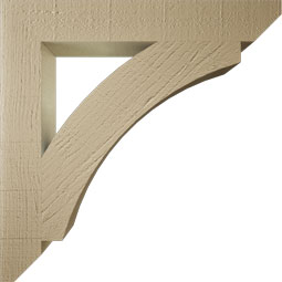 Ekena Millwork - BKTUR035X24X24THR06RCPR - Timberthane Faux Wood Thorton Style Bracket, Slat Ends, 3 1/2"W x 24"D x 24"H, Primed Tan