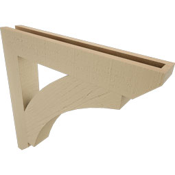 Ekena Millwork - BKTUR035X24X24THR06RCPR - Timberthane Faux Wood Thorton Style Bracket, Slat Ends, 3 1/2"W x 24"D x 24"H, Primed Tan