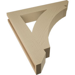 Ekena Millwork - BKTUR035X24X24THR06RCPR - Timberthane Faux Wood Thorton Style Bracket, Slat Ends, 3 1/2"W x 24"D x 24"H, Primed Tan