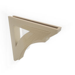 Ekena Millwork - BKTUR035X24X28THR06RCPR - Timberthane Faux Wood Thorton Style Bracket, Slat Ends, 3 1/2"W x 24"D x 28"H, Primed Tan
