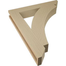 Ekena Millwork - BKTUR035X24X28THR06RCPR - Timberthane Faux Wood Thorton Style Bracket, Slat Ends, 3 1/2"W x 24"D x 28"H, Primed Tan