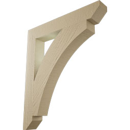 Ekena Millwork - BKTUR035X24X28THR06RCPR - Timberthane Faux Wood Thorton Style Bracket, Slat Ends, 3 1/2"W x 24"D x 28"H, Primed Tan
