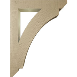 Ekena Millwork - BKTUR035X24X32THR06RCPR - Timberthane Faux Wood Thorton Style Bracket, Slat Ends, 3 1/2"W x 24"D x 32"H, Primed Tan