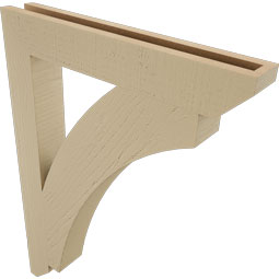 Ekena Millwork - BKTUR035X24X32THR06RCPR - Timberthane Faux Wood Thorton Style Bracket, Slat Ends, 3 1/2"W x 24"D x 32"H, Primed Tan