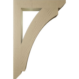 Ekena Millwork - BKTUR035X24X36THR06RCPR - Timberthane Faux Wood Thorton Style Bracket, Slat Ends, 3 1/2"W x 24"D x 36"H, Primed Tan