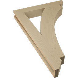 Ekena Millwork - BKTUR035X24X36THR06RCPR - Timberthane Faux Wood Thorton Style Bracket, Slat Ends, 3 1/2"W x 24"D x 36"H, Primed Tan