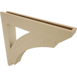 Ekena Millwork - BKTUR035X26X26THR06RCPR - Timberthane Faux Wood Thorton Style Bracket, Slat Ends, 3 1/2"W x 26"D x 26"H, Primed Tan