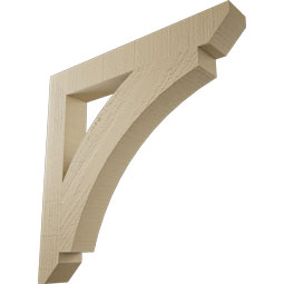 Ekena Millwork - BKTUR035X26X26THR06RCPR - Timberthane Faux Wood Thorton Style Bracket, Slat Ends, 3 1/2"W x 26"D x 26"H, Primed Tan
