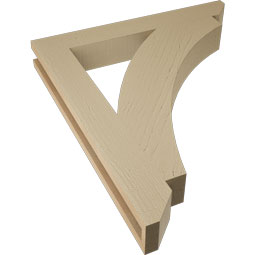Ekena Millwork - BKTUR035X26X30THR06RCPR - Timberthane Faux Wood Thorton Style Bracket, Slat Ends, 3 1/2"W x 26"D x 30"H, Primed Tan