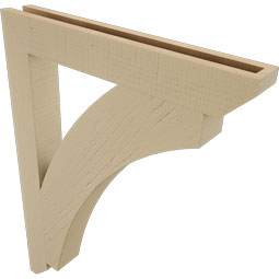 Ekena Millwork - BKTUR035X26X34THR06RCPR - Timberthane Faux Wood Thorton Style Bracket, Slat Ends, 3 1/2"W x 26"D x 34"H, Primed Tan