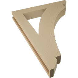 Ekena Millwork - BKTUR035X26X34THR06RCPR - Timberthane Faux Wood Thorton Style Bracket, Slat Ends, 3 1/2"W x 26"D x 34"H, Primed Tan
