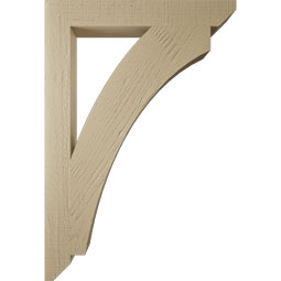 Ekena Millwork - BKTUR035X26X38THR06RCPR - Timberthane Faux Wood Thorton Style Bracket, Slat Ends, 3 1/2"W x 26"D x 38"H, Primed Tan