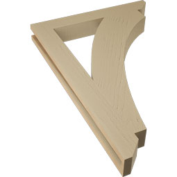 Ekena Millwork - BKTUR035X26X38THR06RCPR - Timberthane Faux Wood Thorton Style Bracket, Slat Ends, 3 1/2"W x 26"D x 38"H, Primed Tan