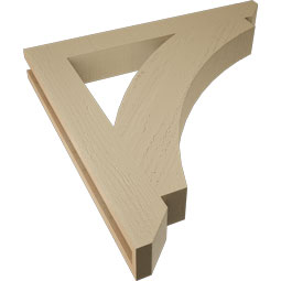 Ekena Millwork - BKTUR035X28X28THR06RCPR - Timberthane Faux Wood Thorton Style Bracket, Slat Ends, 3 1/2"W x 28"D x 28"H, Primed Tan