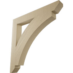 Ekena Millwork - BKTUR035X28X28THR06RCPR - Timberthane Faux Wood Thorton Style Bracket, Slat Ends, 3 1/2"W x 28"D x 28"H, Primed Tan