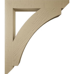 Ekena Millwork - BKTUR035X28X32THR06RCPR - Timberthane Faux Wood Thorton Style Bracket, Slat Ends, 3 1/2"W x 28"D x 32"H, Primed Tan