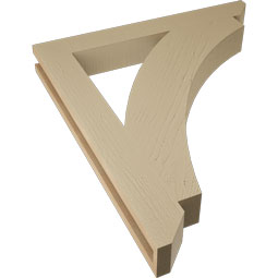 Ekena Millwork - BKTUR035X28X32THR06RCPR - Timberthane Faux Wood Thorton Style Bracket, Slat Ends, 3 1/2"W x 28"D x 32"H, Primed Tan