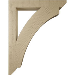 Ekena Millwork - BKTUR035X28X36THR06RCPR - Timberthane Faux Wood Thorton Style Bracket, Slat Ends, 3 1/2"W x 28"D x 36"H, Primed Tan