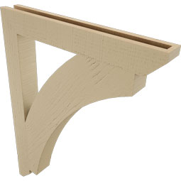 Ekena Millwork - BKTUR035X28X36THR06RCPR - Timberthane Faux Wood Thorton Style Bracket, Slat Ends, 3 1/2"W x 28"D x 36"H, Primed Tan