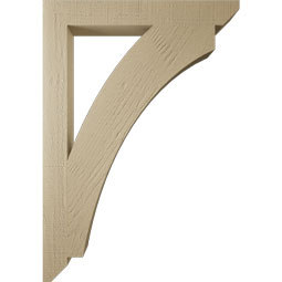 Ekena Millwork - BKTUR035X28X40THR06RCPR - Timberthane Faux Wood Thorton Style Bracket, Slat Ends, 3 1/2"W x 28"D x 40"H, Primed Tan