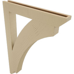 Ekena Millwork - BKTUR035X28X40THR06RCPR - Timberthane Faux Wood Thorton Style Bracket, Slat Ends, 3 1/2"W x 28"D x 40"H, Primed Tan