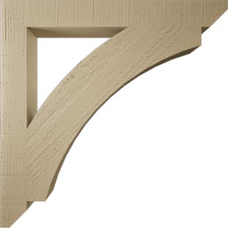 Ekena Millwork - BKTUR035X30X30THR06RCPR - Timberthane Faux Wood Thorton Style Bracket, Slat Ends, 3 1/2"W x 30"D x 30"H, Primed Tan