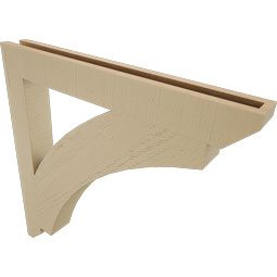 Ekena Millwork - BKTUR035X30X30THR06RCPR - Timberthane Faux Wood Thorton Style Bracket, Slat Ends, 3 1/2"W x 30"D x 30"H, Primed Tan