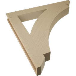 Ekena Millwork - BKTUR035X30X30THR06RCPR - Timberthane Faux Wood Thorton Style Bracket, Slat Ends, 3 1/2"W x 30"D x 30"H, Primed Tan
