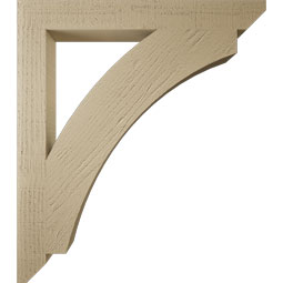 Ekena Millwork - BKTUR035X30X34THR06RCPR - Timberthane Faux Wood Thorton Style Bracket, Slat Ends, 3 1/2"W x 30"D x 34"H, Primed Tan