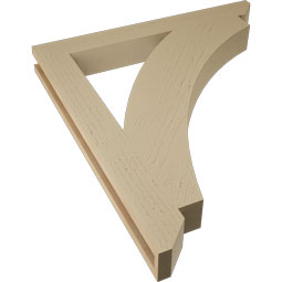 Ekena Millwork - BKTUR035X30X34THR06RCPR - Timberthane Faux Wood Thorton Style Bracket, Slat Ends, 3 1/2"W x 30"D x 34"H, Primed Tan