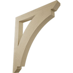 Ekena Millwork - BKTUR035X30X34THR06RCPR - Timberthane Faux Wood Thorton Style Bracket, Slat Ends, 3 1/2"W x 30"D x 34"H, Primed Tan