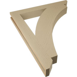 Ekena Millwork - BKTUR035X30X36THR06RCPR - Timberthane Faux Wood Thorton Style Bracket, Slat Ends, 3 1/2"W x 30"D x 36"H, Primed Tan