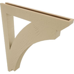 Ekena Millwork - BKTUR035X30X38THR06RCPR - Timberthane Faux Wood Thorton Style Bracket, Slat Ends, 3 1/2"W x 30"D x 38"H, Primed Tan
