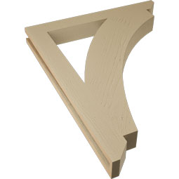 Ekena Millwork - BKTUR035X30X38THR06RCPR - Timberthane Faux Wood Thorton Style Bracket, Slat Ends, 3 1/2"W x 30"D x 38"H, Primed Tan